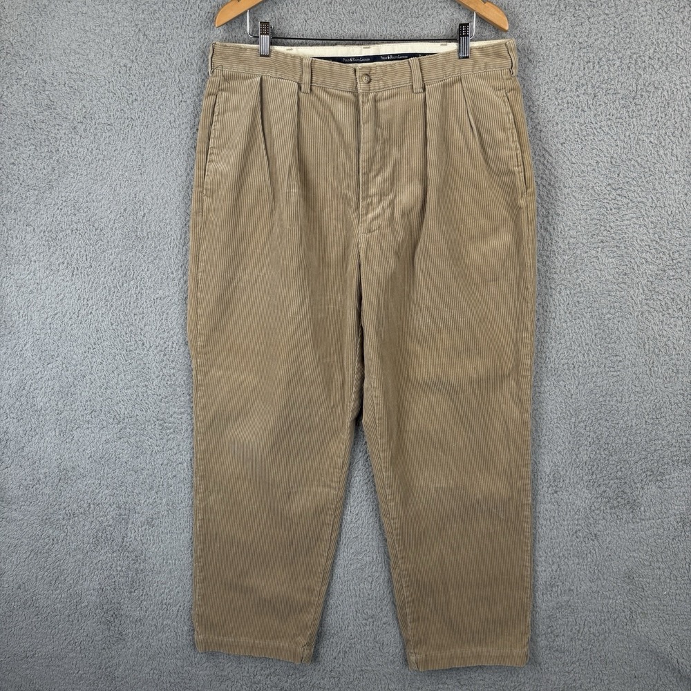 Vintage Polo Ralph Lauren Pants Men's 36x30 Beige Trousers Corduroy 90s Cords